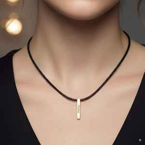Custom Gold Engraved Bar Pendant Necklace 