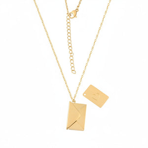 Custom Engraved Gold Envelope Necklace 