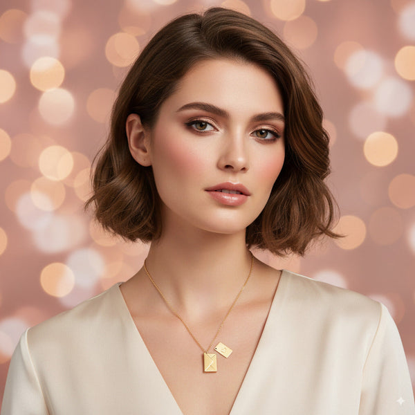 Custom Engraved Gold Envelope Necklace 