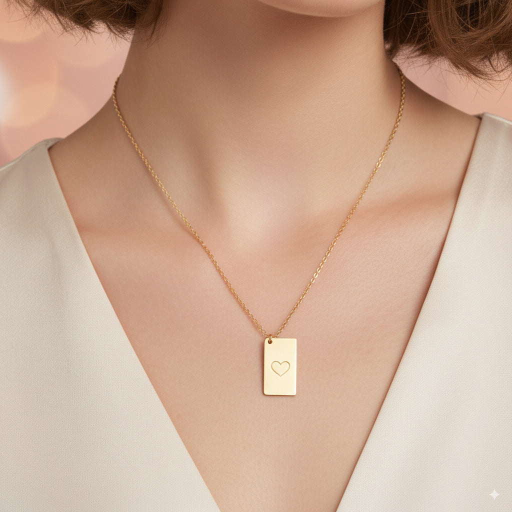 Custom Engraved Gold Envelope Necklace 