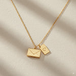 Load image into Gallery viewer, Custom Engraved Gold Envelope Necklace 
