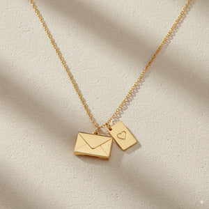 Custom Engraved Gold Envelope Necklace 