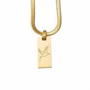 Custom Gold Rectangle Pendant Necklace 