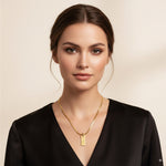 Load image into Gallery viewer, Custom Gold Rectangle Pendant Necklace 
