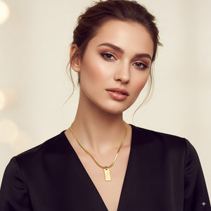 Custom Gold Rectangle Pendant Necklace 