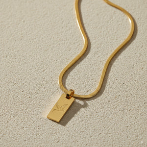 Custom Gold Rectangle Pendant Necklace 