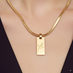 Custom Gold Rectangle Pendant Necklace 