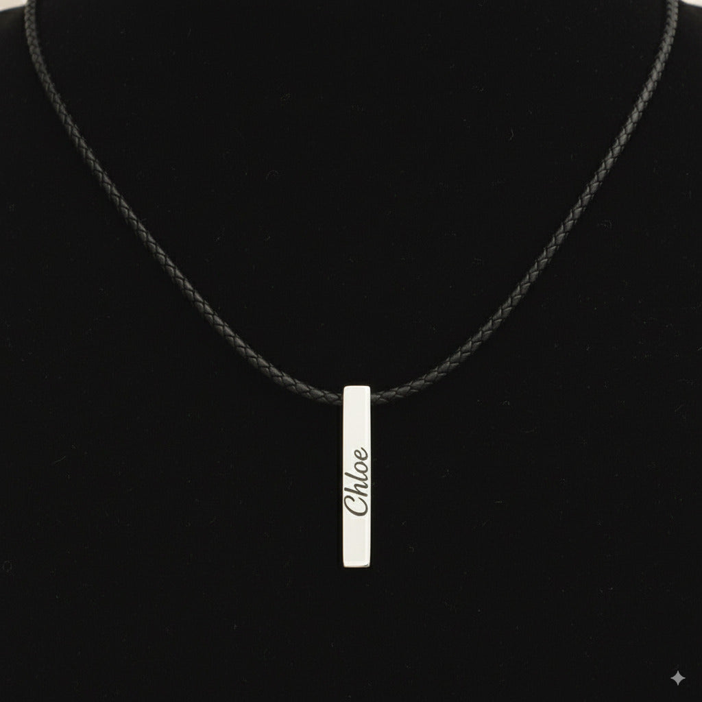 Custom Silver Bar Necklace 