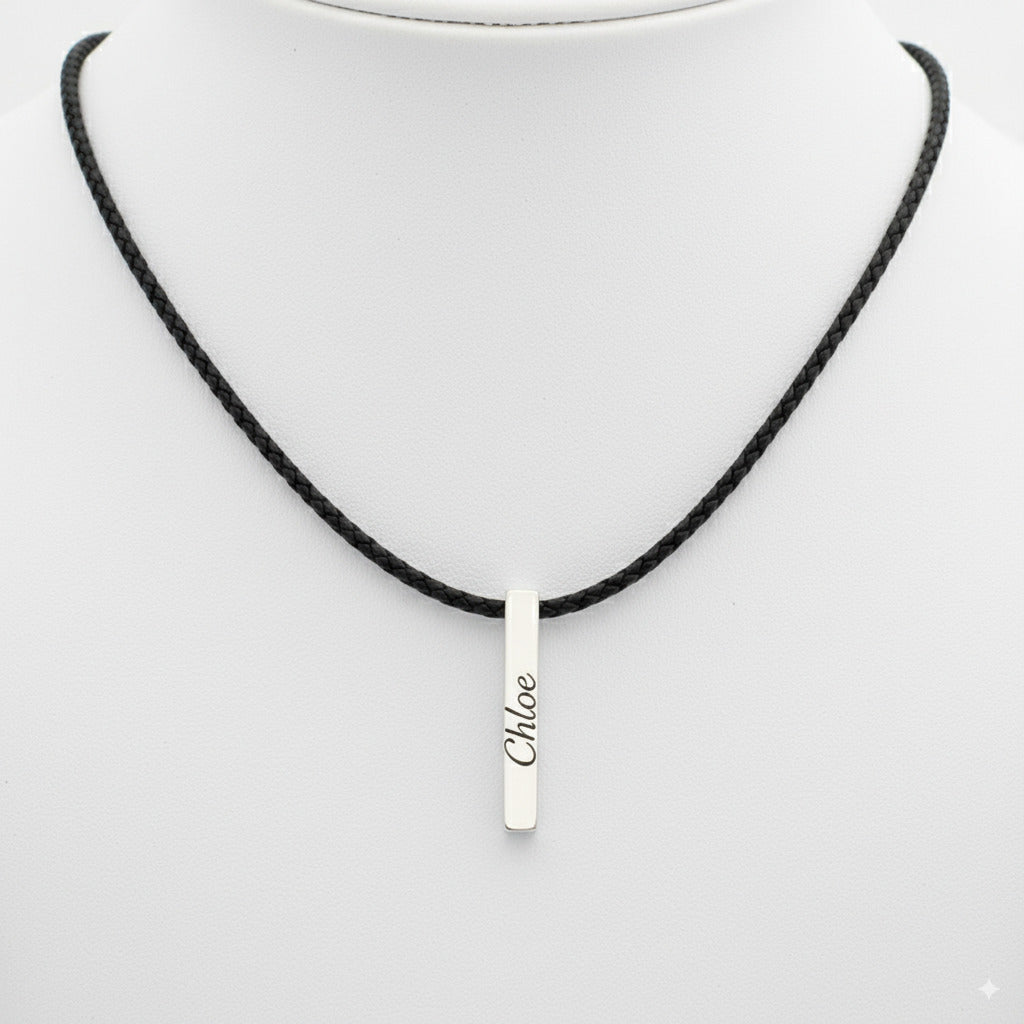 Custom Silver Bar Necklace 