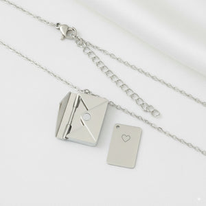 Custom Silver Envelope Locket Necklace 