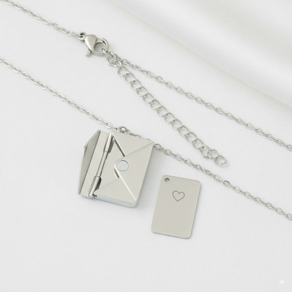 Custom Silver Envelope Locket Necklace 