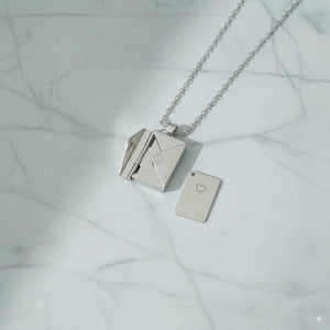 Custom Silver Envelope Locket Necklace 