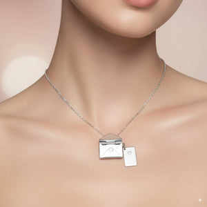 Custom Silver Envelope Locket Necklace 