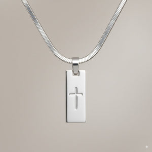 Custom Silver Rectangle Pendant Necklace 