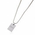 PEACORA Sleek Silver Rectangle Tag Pendant Necklace