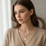 Load image into Gallery viewer, PEACORA Sleek Silver Rectangle Tag Pendant Necklace
