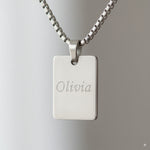 Load image into Gallery viewer, PEACORA Sleek Silver Rectangle Tag Pendant Necklace
