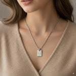 Load image into Gallery viewer, PEACORA Sleek Silver Rectangle Tag Pendant Necklace

