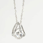 Load image into Gallery viewer, Silver Bamboo-Inspired Pendant Necklace - PEACORA
