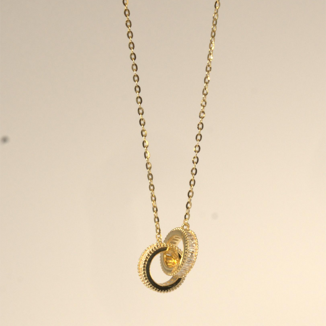 Gold Vermeil Interlocking Rings Pendant Necklace