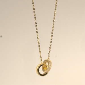 Gold Vermeil Interlocking Rings Pendant Necklace - PEACORA