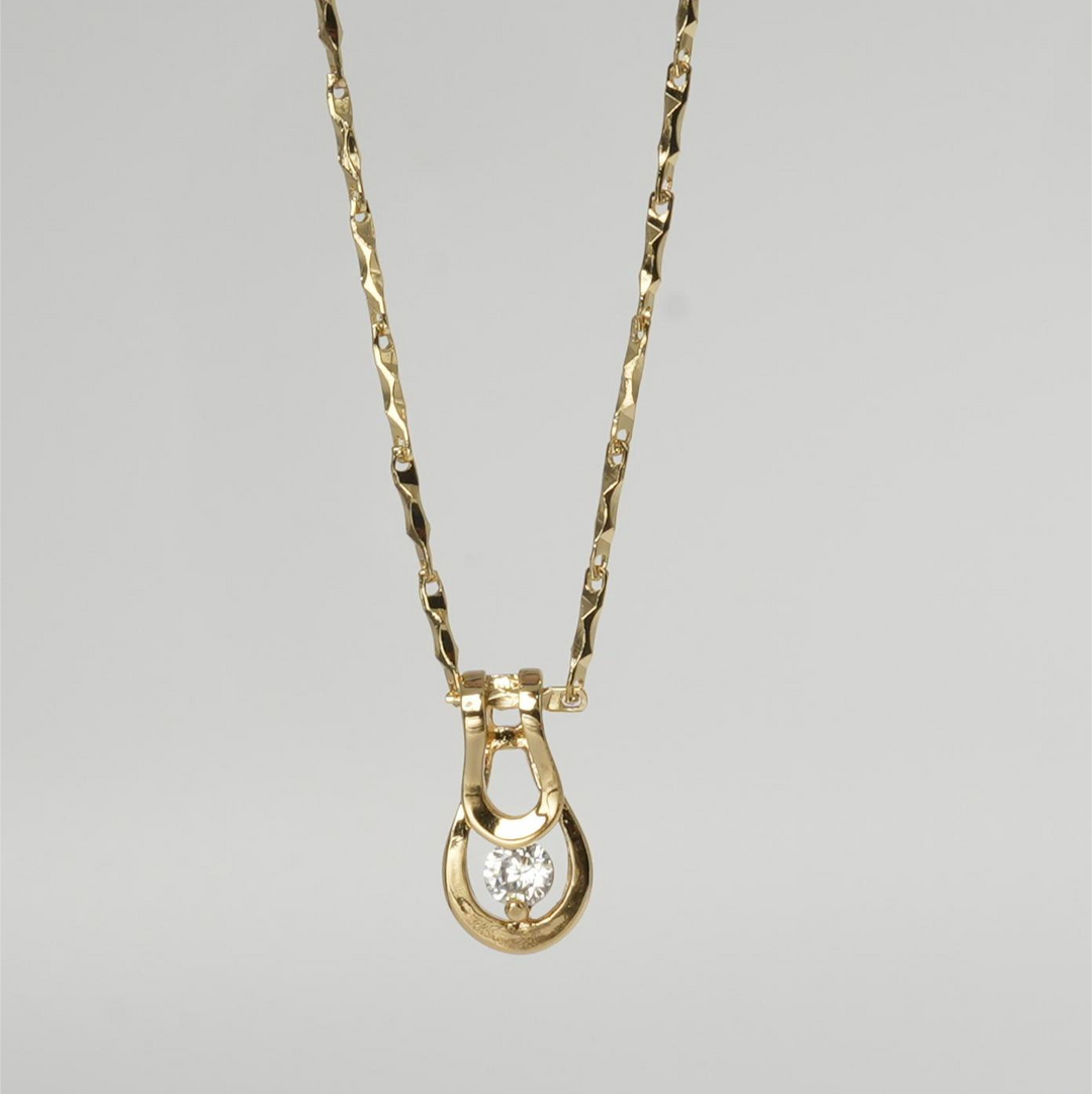Gold Horseshoe Crystal Pendant Necklace - PEACORA