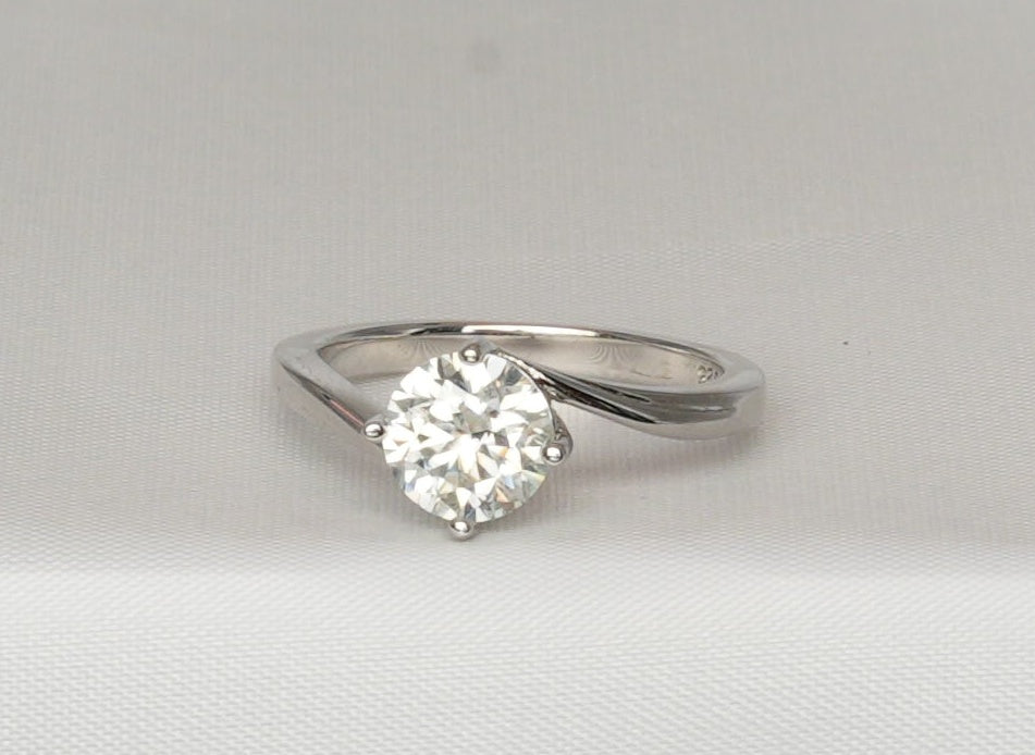 Cradled Solitaire Round Moissanite Ring - PEACORA