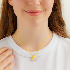 Golden Floating Crystal Pendant Necklace - PEACORA