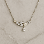 Load image into Gallery viewer, Elegant Pearl &amp; Crystal Universe Necklace - PEACORA
