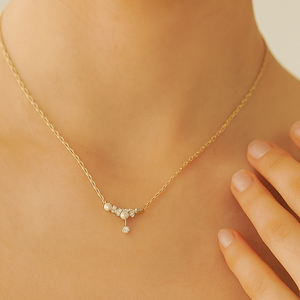 Elegant Pearl & Crystal Universe Necklace - PEACORA