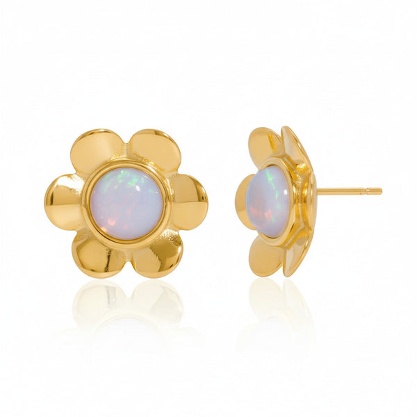 Floral Opal Stud Earrings 
