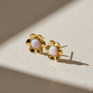 Floral Opal Stud Earrings 