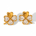 Four-Leaf Clover Crystal Stud Earrings 