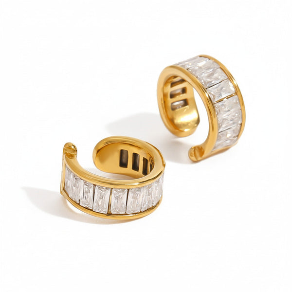 Geometric Crystal Clip-On Earrings 