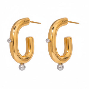 Geometric Dual-Tone Hoop Earrings 