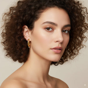 Geometric Dual-Tone Hoop Earrings 