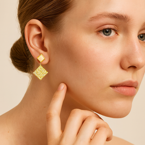 Geometric Gold Drop Earrings - PEACORA