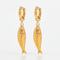 Gold Fish Charm Drop Earrings 