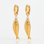 Load image into Gallery viewer, Gold Fish Charm Drop Earrings 
