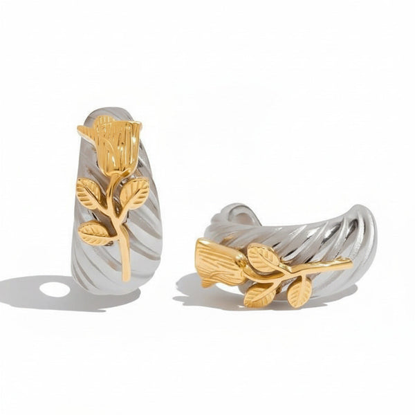 Gold Rose Accent Earrings 