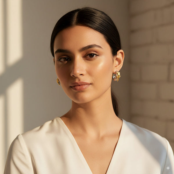 Gold Rose Accent Earrings 