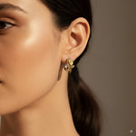 Load image into Gallery viewer, Gold Rose Accent Earrings 
