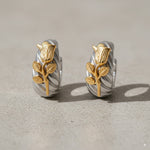 Load image into Gallery viewer, Gold Rose Accent Earrings 
