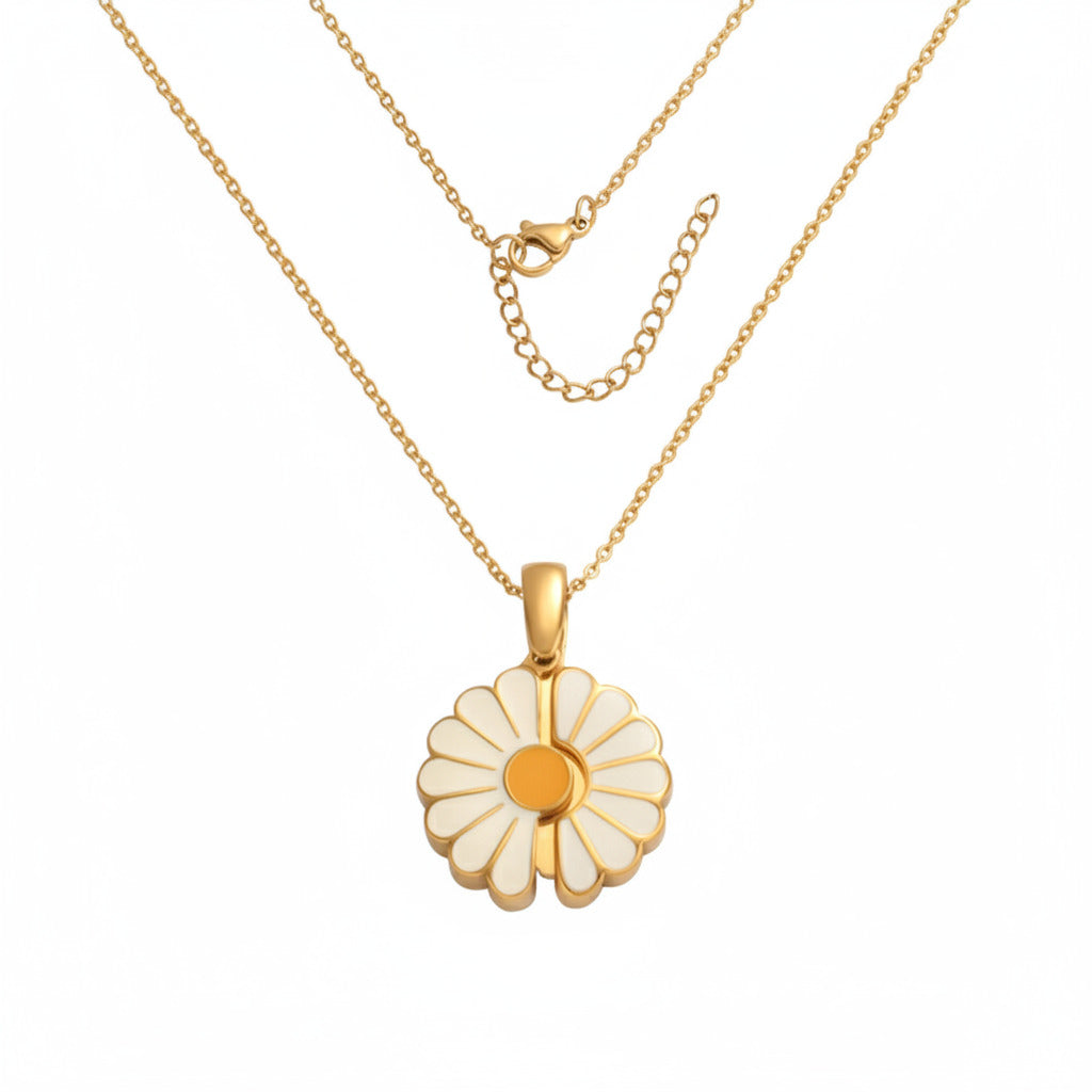 PEACORA Golden Daisy Pendant Necklace