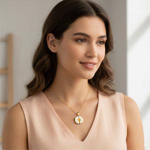 PEACORA Golden Daisy Pendant Necklace