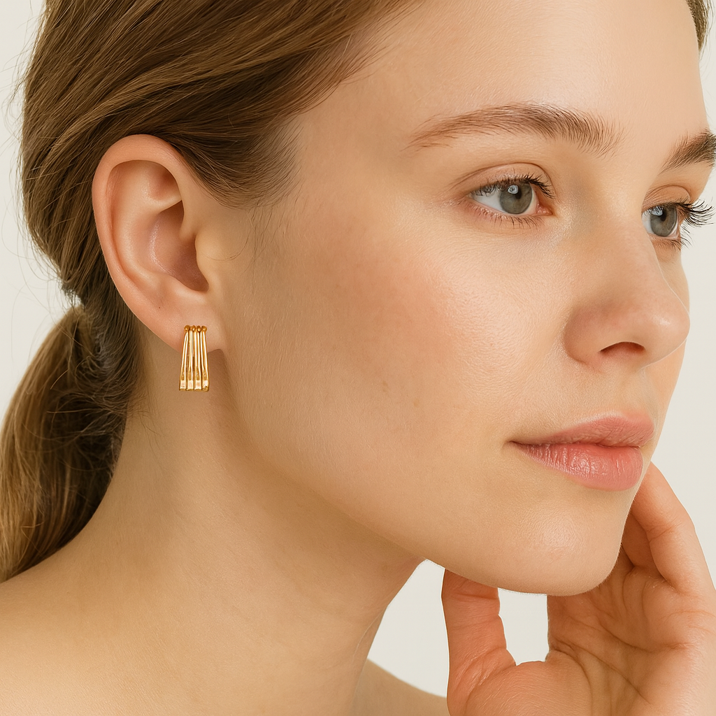 Golden Grace Triple Bar Earrings - PEACORA