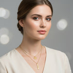 Load image into Gallery viewer, Golden Layered Bar &amp; Oval Pendant Necklace — PEACORA
