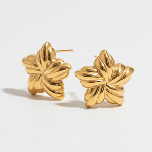 Golden Leaf Stud Earrings 