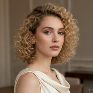 Golden Leaf Stud Earrings 