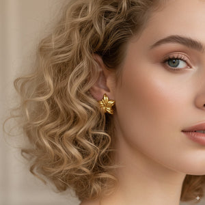 Golden Leaf Stud Earrings 